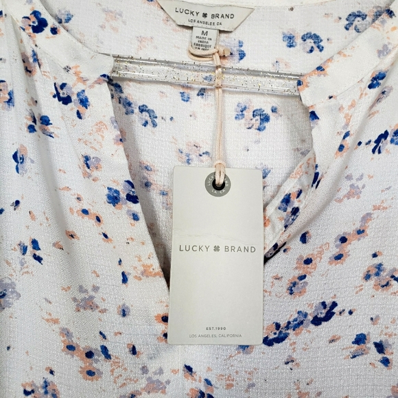 Lucky Brand Long Sleeve Boho Floral Smock Top--Sz M - Picture 7 of 16